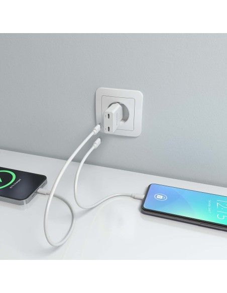 CARGADOR AISENS GAN ULTRA DELGADO 30W 2XUSB-C PD3.0 QC4.0 BLANCO