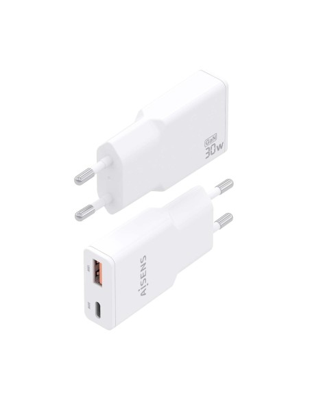 CARGADOR AISENS GAN ULTRA DELGADO 30W USB-C PD3.0 QC4.0 USB-A QC3.0