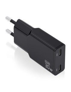 CARGADOR AISENS GAN ULTRA DELGADO 30W 2XUSB-C PD3.0 QC4.0 NEGRO