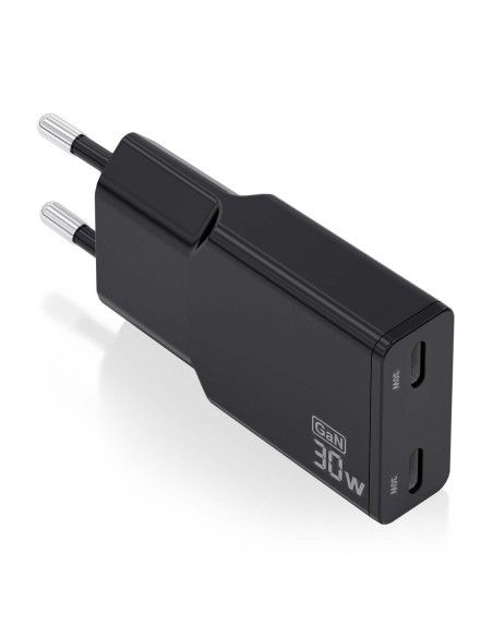 CARGADOR AISENS GAN ULTRA DELGADO 30W 2XUSB-C PD3.0 QC4.0 NEGRO