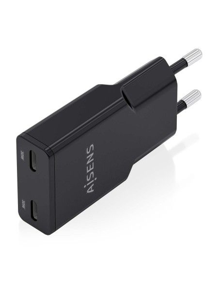 CARGADOR AISENS GAN ULTRA DELGADO 30W 2XUSB-C PD3.0 QC4.0 NEGRO