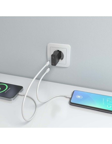 CARGADOR AISENS GAN ULTRA DELGADO 30W 2XUSB-C PD3.0 QC4.0 NEGRO