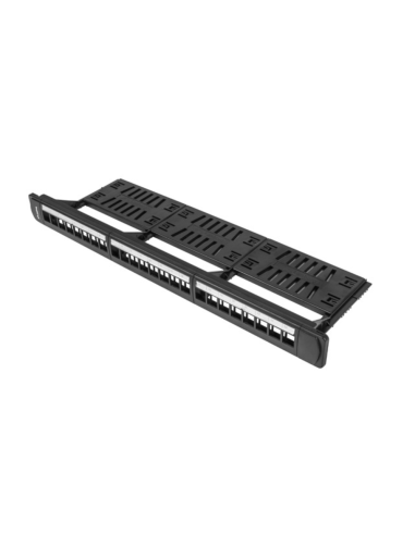 PATCH PANEL LANBERG 24 PUERTOS 1U RACK 19 ORGANIZADOR MODULOS KEYSTONE NEGRO