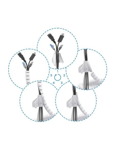 ORGANIZADOR CABLE AISENS EN ESPIRAL 25MM BLANCO 1.0M