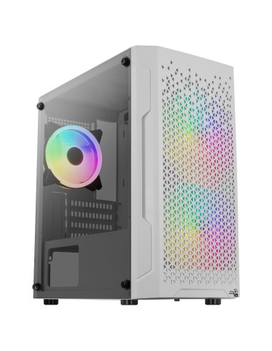 Aerocool TRINITYMINIWHV3 Caja Gaming Micro ATX Cristal Templado 3xVentiladores RGB Blanco