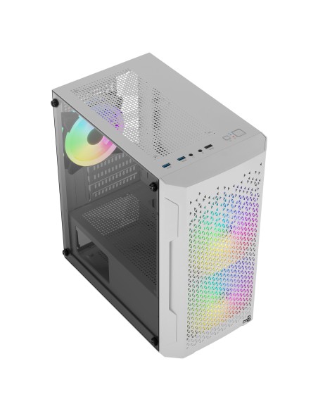 Aerocool TRINITYMINIWHV3 Caja Gaming Micro ATX Cristal Templado 3xVentiladores RGB Blanco
