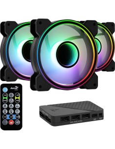 Pack 3 Ventiladores Aerocool Mirage 12 ARGB Pro 120mm Negra