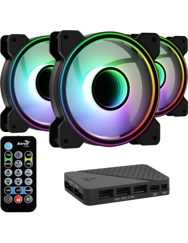 Pack 3 Ventiladores Aerocool Mirage 12 ARGB Pro 120mm Negra