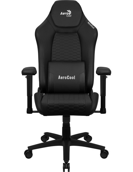 Aerocool CROWNBK Negro, Silla Gaming Ergonómica, Cojines Ajustables, Cuero Sintético Premium