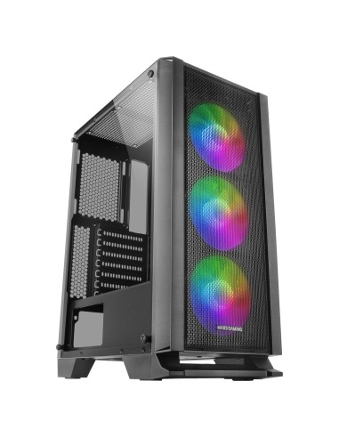 MARS GAMING MCC ATX CASE, 3X 12CM FRGB FAN, GLASS, FRONT MESH, BLACK
