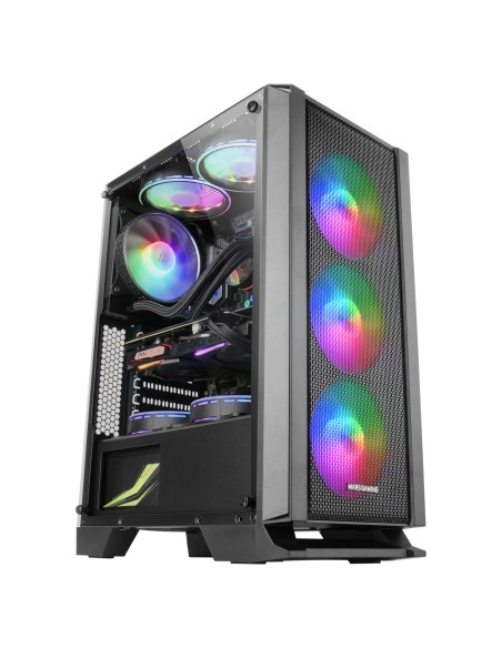MARS GAMING MCC ATX CASE, 3X 12CM FRGB FAN, GLASS, FRONT MESH, BLACK
