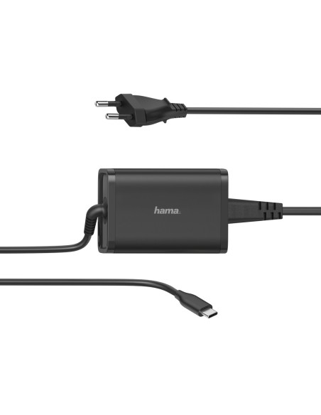 HAMA Cargador universal portátil, USB-C, compatible con portátil, móvil y tablet, de 5-20V 65W, Color negro.