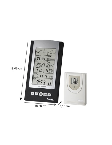 Hama EWS 800 Estación Meteorológica + Sensor Exterior Negro