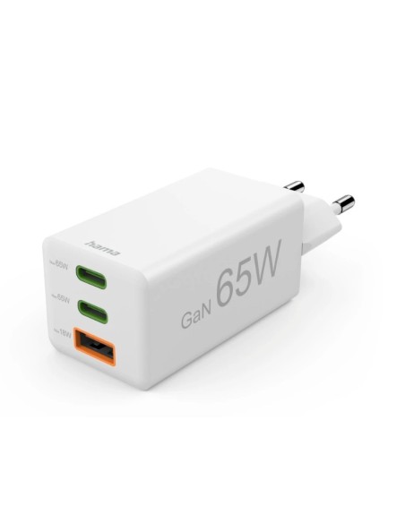 Cargador pared hama gan 65w 2 x usb tipo c 1 x usb tipo a blanco