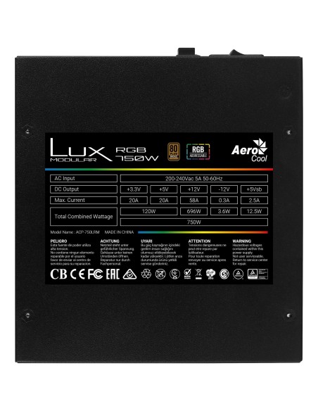 Aerocool LUX RGB 750M 750W ATX 80 Plus Bronze Negra
