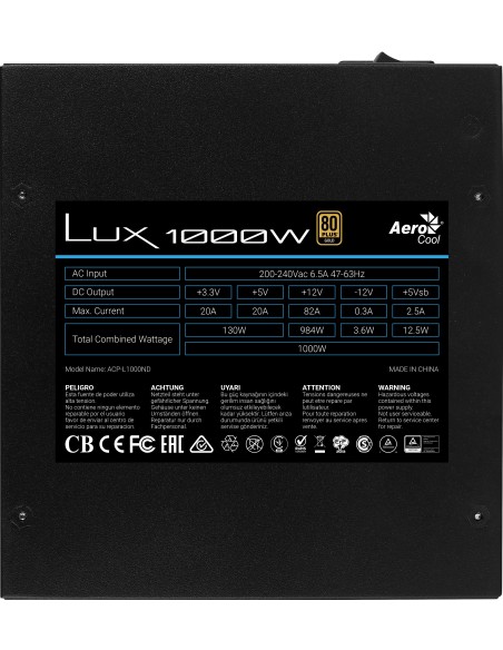 Aerocool Lux 1000W ATX 80 Plus Gold Negra