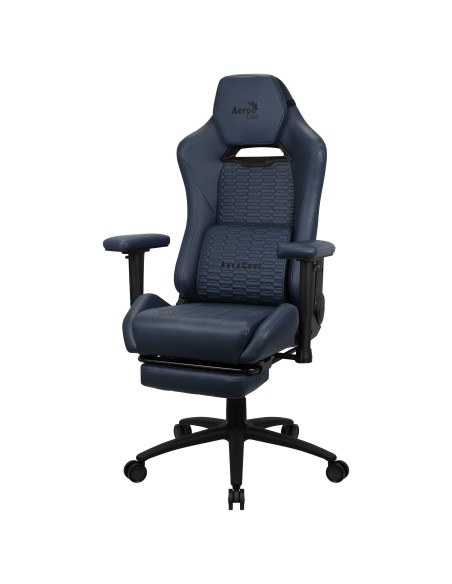 Aerocool ROYALNAVYBL Silla Gaming Premium Ergonómica Reposapiernas Cuero Sintético Azul