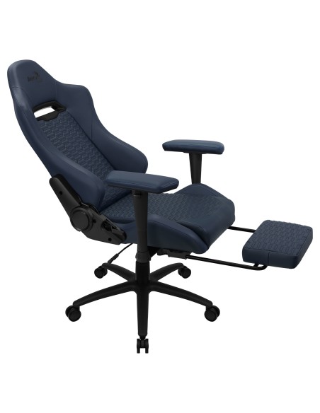 Aerocool ROYALNAVYBL Silla Gaming Premium Ergonómica Reposapiernas Cuero Sintético Azul