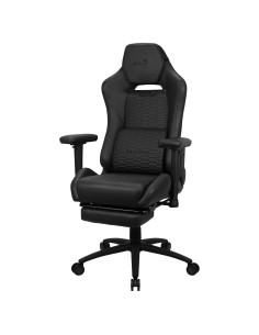 Silla Gaming Con Extension De Reposapies Aerocool Royal Charcoal Black Piel Sintetica Reposabrazos Ajustable Y Acolchado