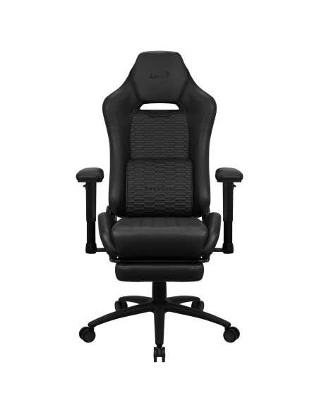 Silla Gaming Con Extension De Reposapies Aerocool Royal Charcoal Black Piel Sintetica Reposabrazos Ajustable Y Acolchado