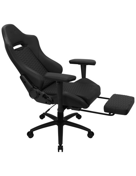 Silla Gaming Con Extension De Reposapies Aerocool Royal Charcoal Black Piel Sintetica Reposabrazos Ajustable Y Acolchado
