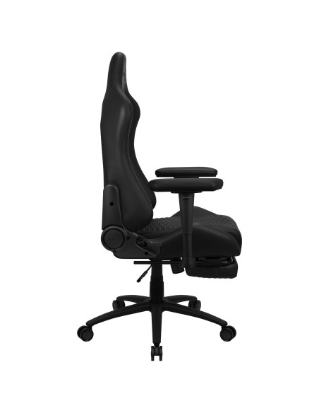 Silla Gaming Con Extension De Reposapies Aerocool Royal Charcoal Black Piel Sintetica Reposabrazos Ajustable Y Acolchado