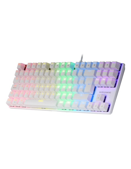 Teclado Mecanico Compackto Tkl Mars Gaming Mk80 White Iluminacion 12efectos Switch Rojo Rgb Pr De 1000hz Anti-ghosting Avanza