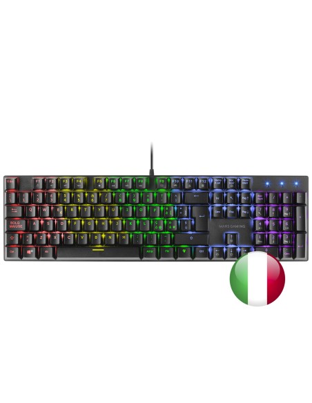 Mars Gaming MK422 Negro Teclado Mecánico Gaming RGB Antighosting Switch Mecánico Marrón Idioma Italiano
