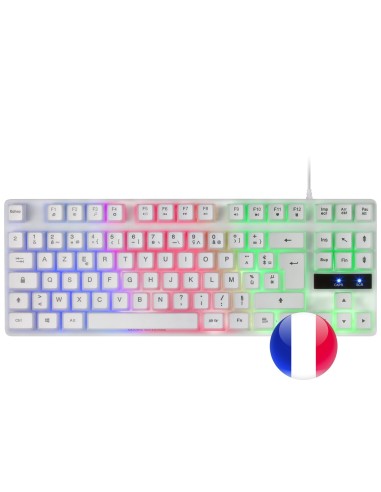 Teclado Mars Gaming Mk02 White Idioma Frances Tamaño Compacto Tkl Switch Hibrido H-mech Iluminacion Frgb