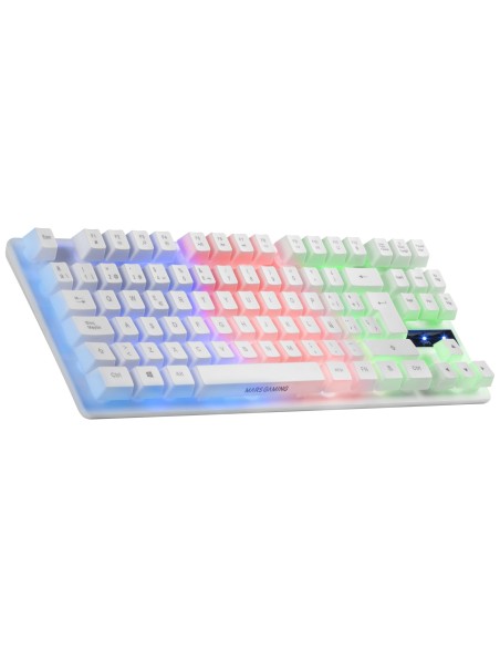 Teclado Mars Gaming Mk02 White Idioma Frances Tamaño Compacto Tkl Switch Hibrido H-mech Iluminacion Frgb