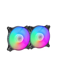Ventilador Mars Gaming MF-DUO Kit 2 Ventiladores FRGB Rainbow 360° Ultra-silencioso Doble Conexión 3PIN + 4PIN Negro