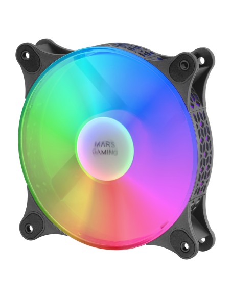 Ventilador Mars Gaming MF-DUO Kit 2 Ventiladores FRGB Rainbow 360° Ultra-silencioso Doble Conexión 3PIN + 4PIN Negro