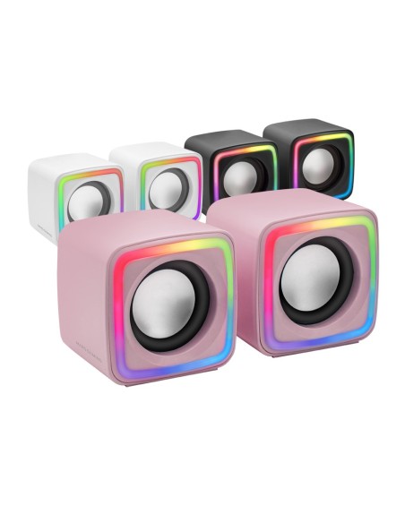 Mars Gaming MSCUBEP Rosa Altavoces Gaming RGB Compactos Proc