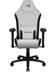 Aerocool CROWNMOONSW Blanco, Silla Gaming Ergonómica, Cojines Ajustables, Cuero Sintético Premium