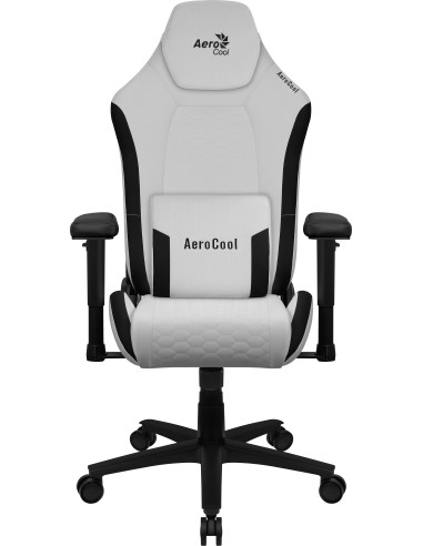Aerocool CROWNMOONSW Blanco, Silla Gaming Ergonómica, Cojines Ajustables, Cuero Sintético Premium