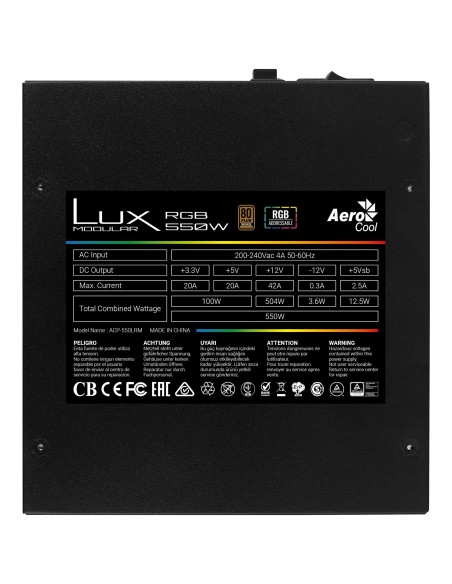 Aerocool Lux RGB 550M 550W ATX 80 Plus Bronze Negra