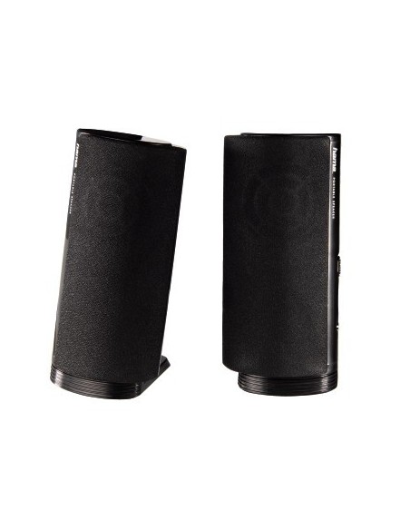 Hama | Altavoz estéreo con conexión USB A y Jack de 3,5mm, control de volumen integrado, color negro.