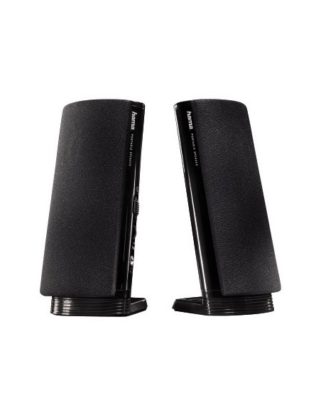 Hama | Altavoz estéreo con conexión USB A y Jack de 3,5mm, control de volumen integrado, color negro.