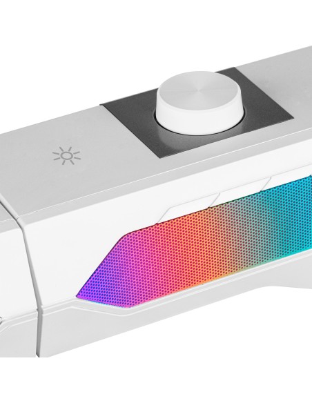 Mars Gaming MSDUOW Barra de Sonido + Altavoces Gaming 2.0 RGB Mesh Bluetooth 5.0 y Jack Sonido DSP 15W, Blanco