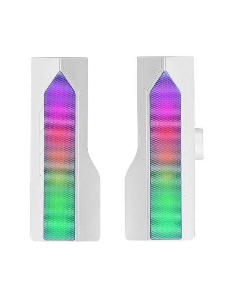 Mars Gaming MSDUOW Barra de Sonido + Altavoces Gaming 2.0 RGB Mesh Bluetooth 5.0 y Jack Sonido DSP 15W, Blanco