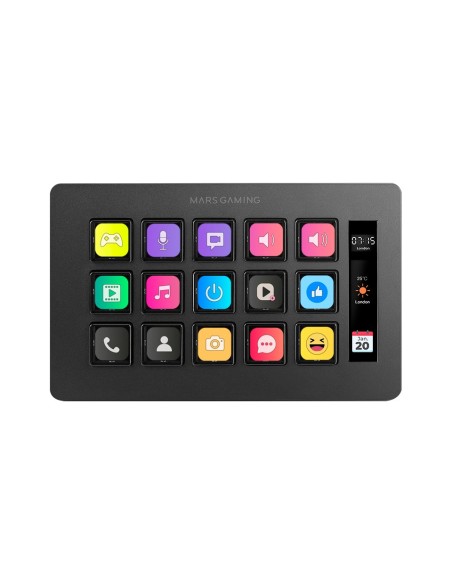 Control Deck Slim Mars Gaming Msd-one Black 15 Teclas De Acceso Directo Lcd Personalizables