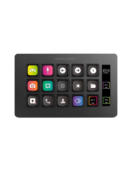 Control Deck Slim Mars Gaming Msd-one Black 15 Teclas De Acceso Directo Lcd Personalizables