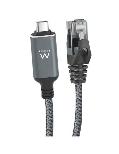 CABLE CONVERTIDOR RED EWENT USB-C 3.1 TO RJ45 CAT6 FTP 1GB GRIS 1M