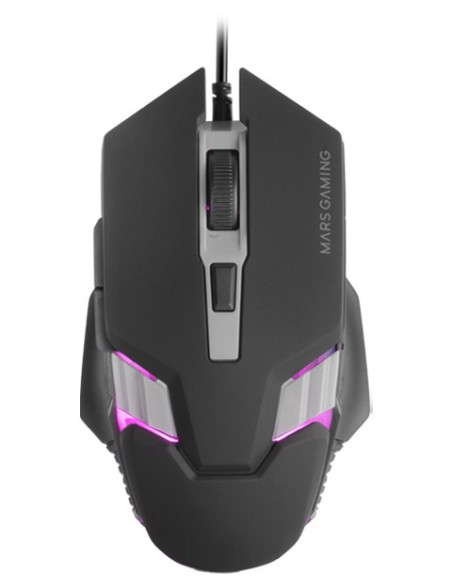 MOUSE MARS GAMING MM024 RGB FLOW 4000 DPI AJUSTABLE 6 BOTONES MECANICOS HUANO COLOR NEGRO