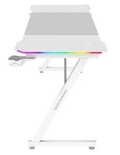 MESA MARS GAMING MGDX160RGBW CHASIS ACERO 160x60x75 FIBRA DE CARBONO RGB MANDO GESTION CABLES BLANCO