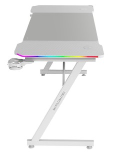 MESA MARS GAMING MGDX140RGBW CHASIS ACERO 140x60x75 FIBRA DE CARBONO RGB MANDO GESTION CABLES BLANCO