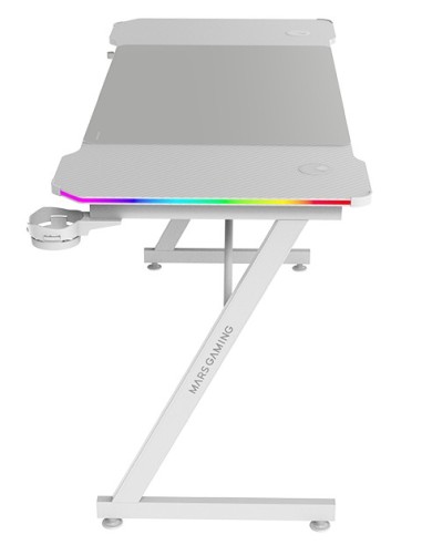MESA MARS GAMING MGDX140RGBW CHASIS ACERO 140x60x75 FIBRA DE CARBONO RGB MANDO GESTION CABLES BLANCO