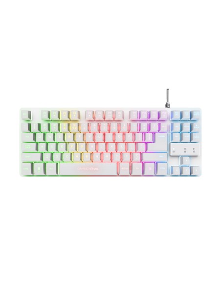 TECLADO TRUST GAMING GXT833W THADO METALICO COMPACTO BLANCO ILUMINACION LED MULTIMEDIA USB 24739