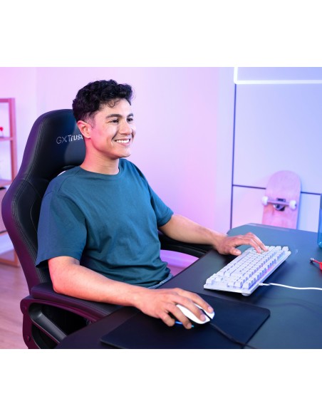 TECLADO TRUST GAMING GXT833W THADO METALICO COMPACTO BLANCO ILUMINACION LED MULTIMEDIA USB 24739