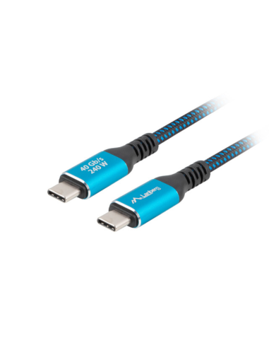 CABLE USB-C 4.0 LANBERG MACHO/MACHO 1M 240W 8K 60HZ NEGRO/AZUL